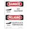 Signmission OSHA Danger Sign, Hot Equipment Bilingual, 18in X 12in Aluminum, 12" W, 18" H, Bilingual Spanish OS-DS-A-1218-VS-1358 - alternate 1